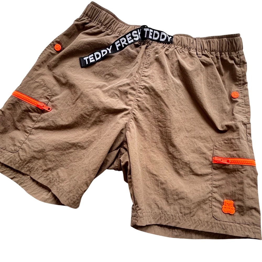 Teddy Fresh Cargo Shorts Mens Small Brown Orange Utility Streetwear Gorp Outdoor